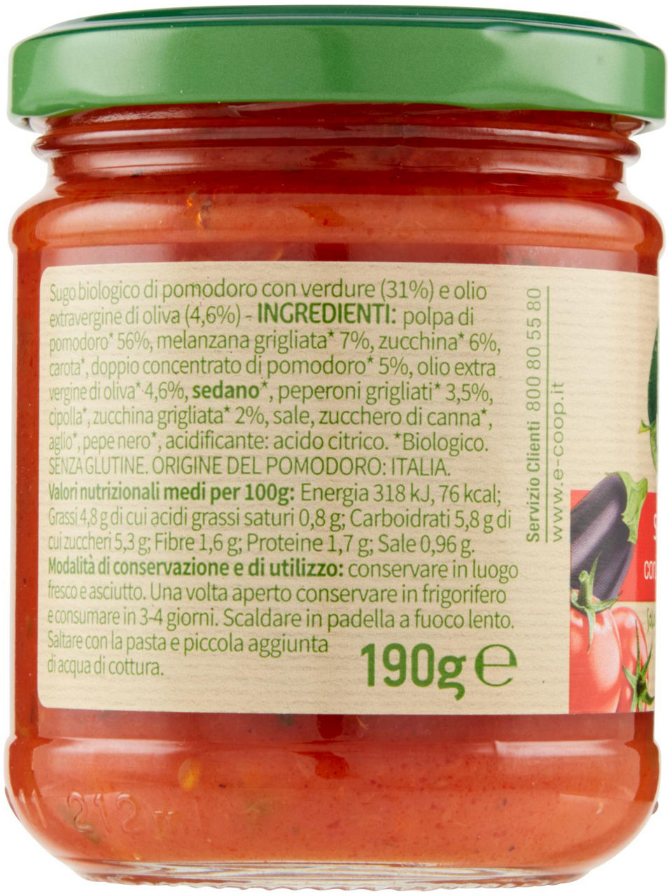 Sugo di Pumodoro con verdure Biologico Vivi Verde 190 G - Immagine 11