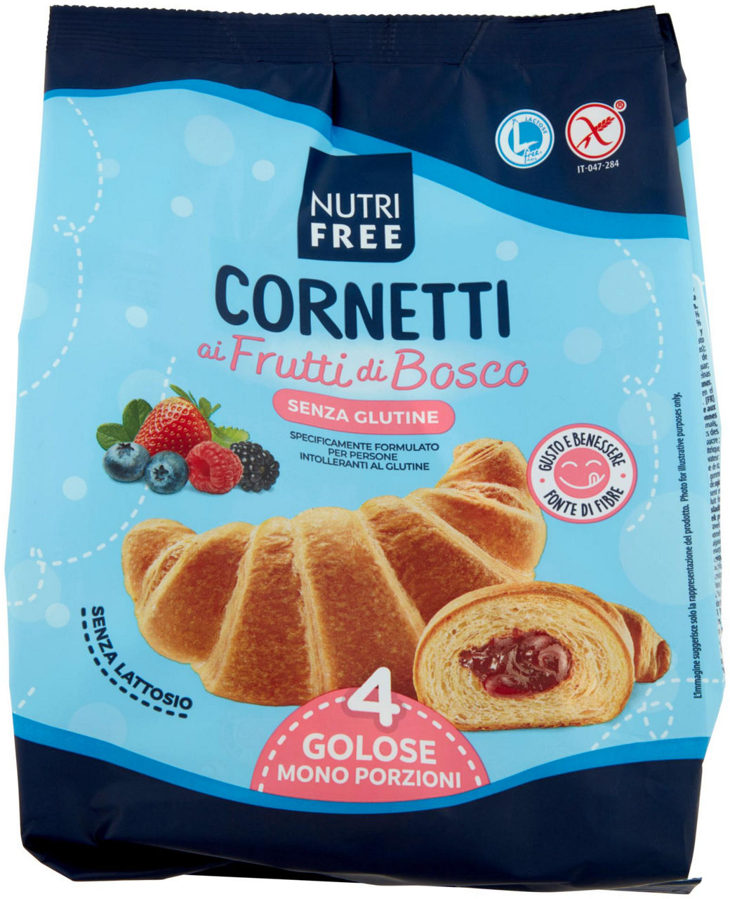 Cornetti ai frutti di bosco senza glutine e senza lattosio 240 gr