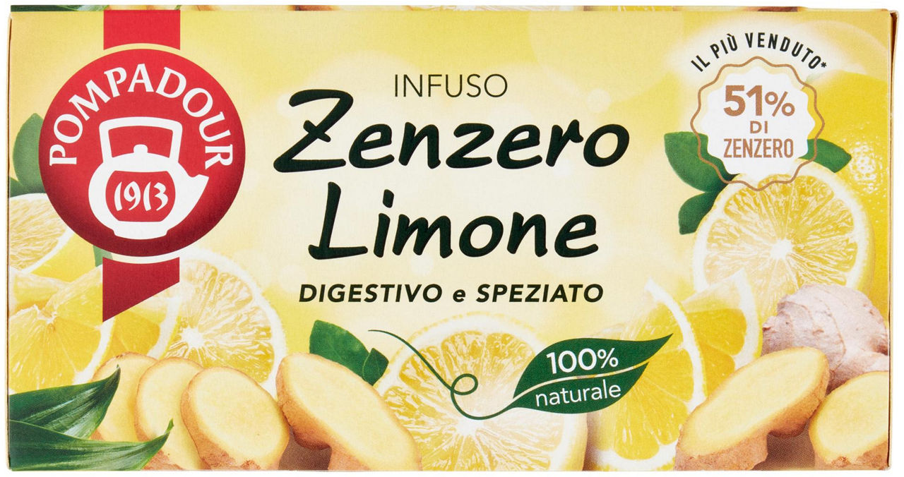 Infuso zenzero limone pompadour scatola bs 20xgr.1,8
