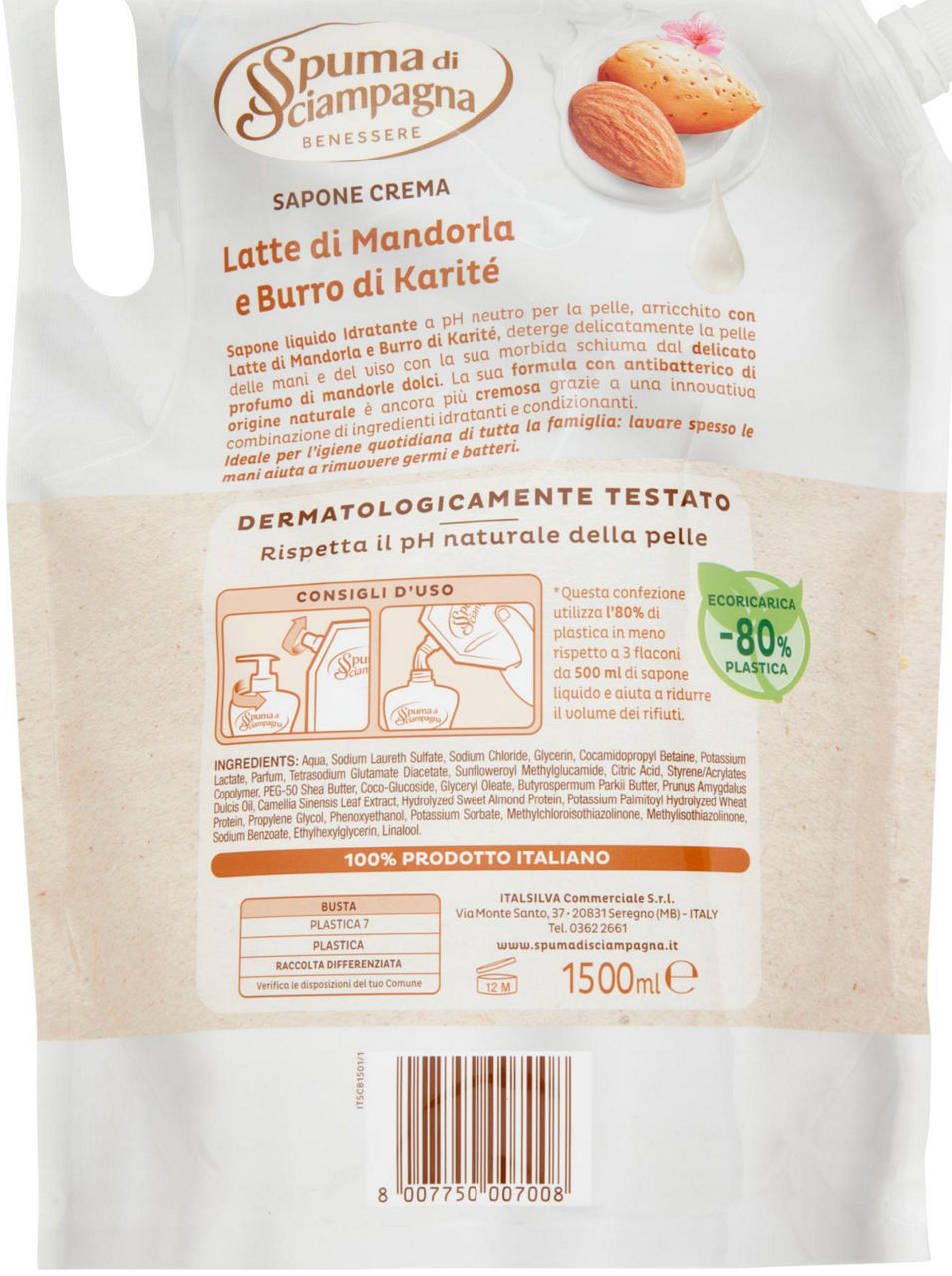 Ricarica per sapone crema latte di mandorla e burro di karité 1,5 lt - Immagine 21