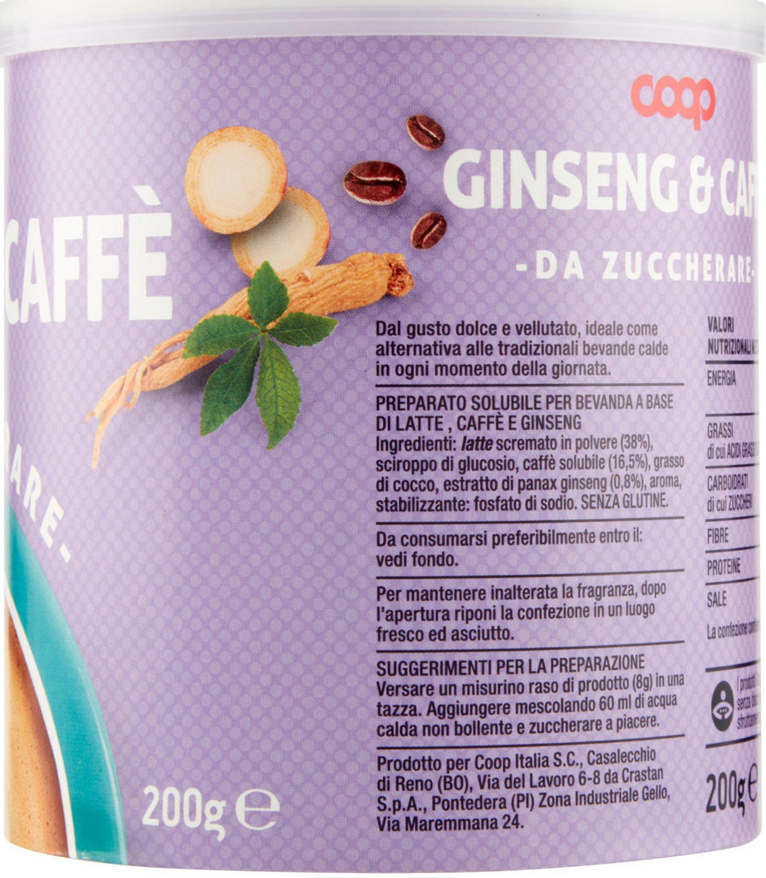 PREPARATO SOLUBILE CAFFE' E GINSENG DA ZUCCHERARE COOP BARATTOLO G 200 - 3