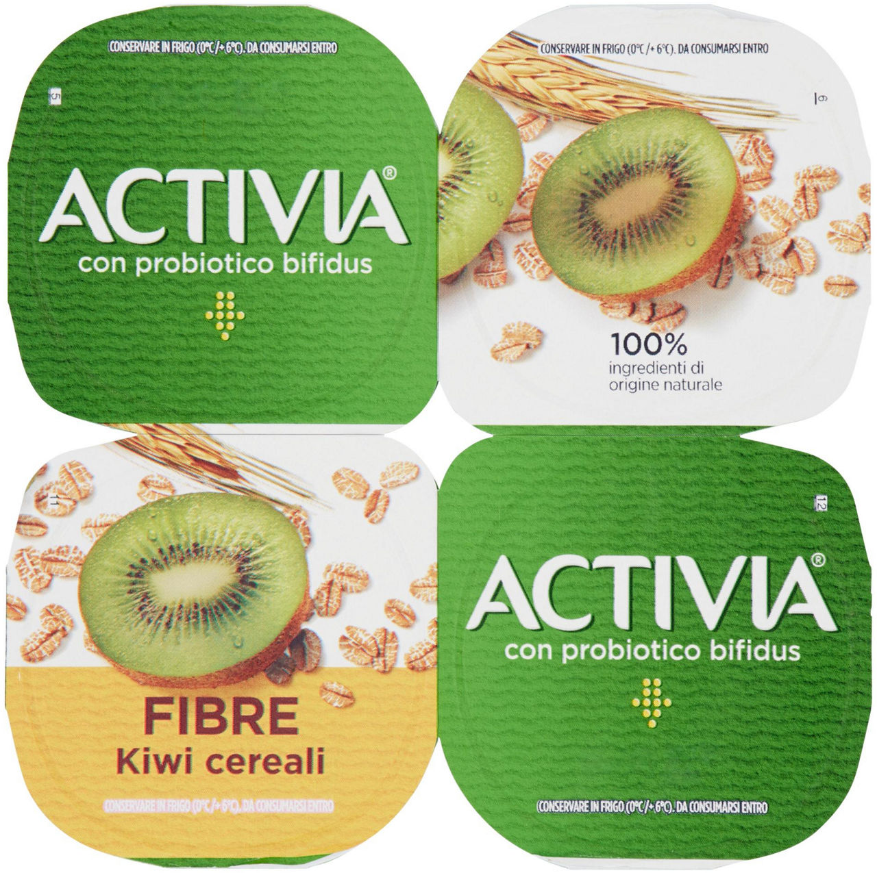 Yogurt fibre kiwi e cereali 4 pz da 125 gr - Immagine 01