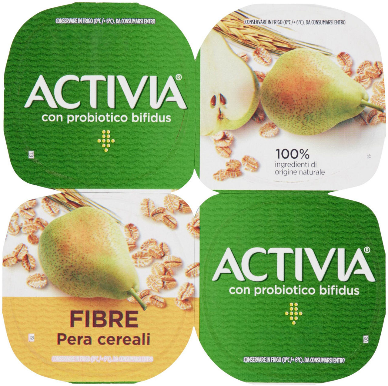 Yogurt fibre pera e cereali 4 pz da 125 gr