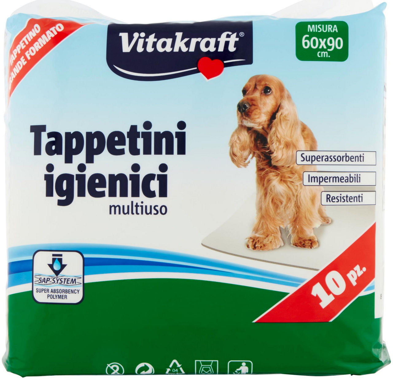 Tappetini igienici assorbenti vitakraft 60x90 cani e gatto pz. 1