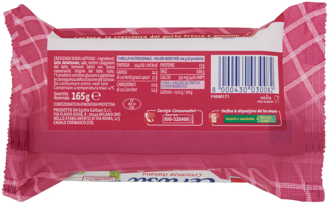 Crescenza da latte Lombardo e Piemontese senza lattosio 165 gr - Immagine 21