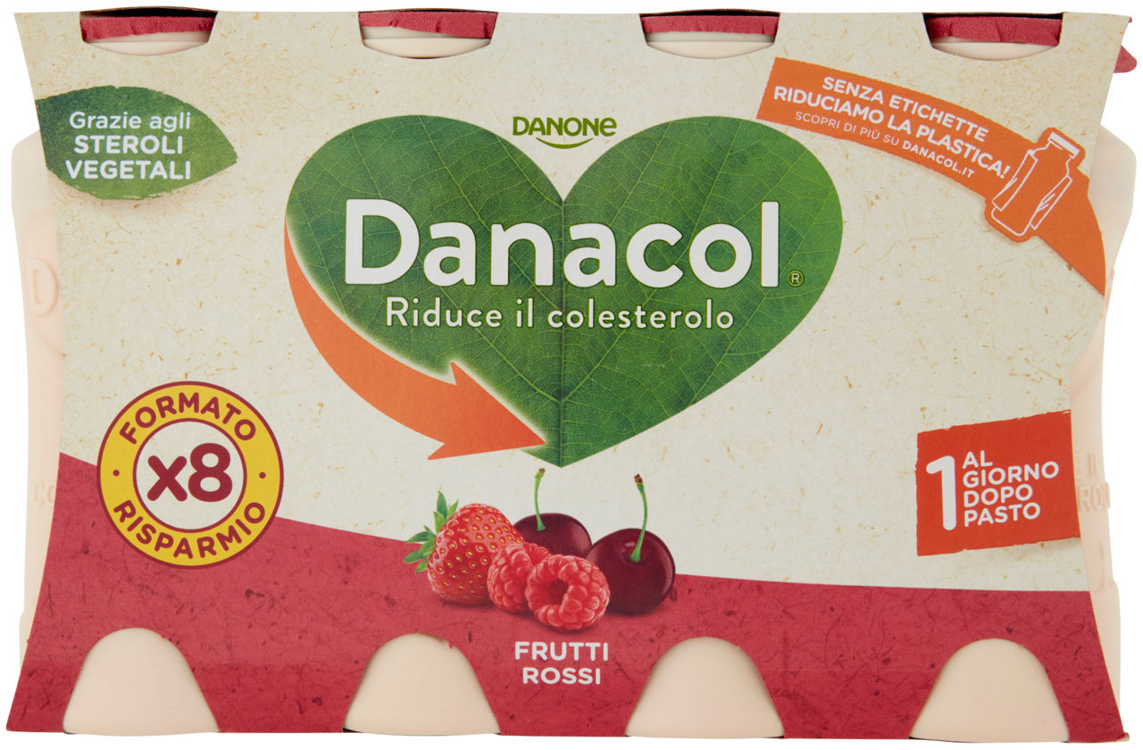 Danacol danone anticolesterolo frutti rossi btg 8x100g