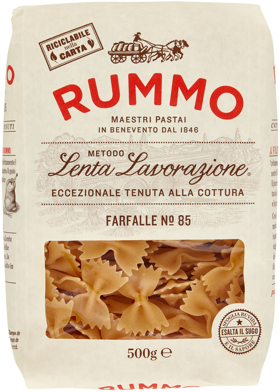 Pasta di semola farfalle n.85 lenta lavorazione rummo g 500