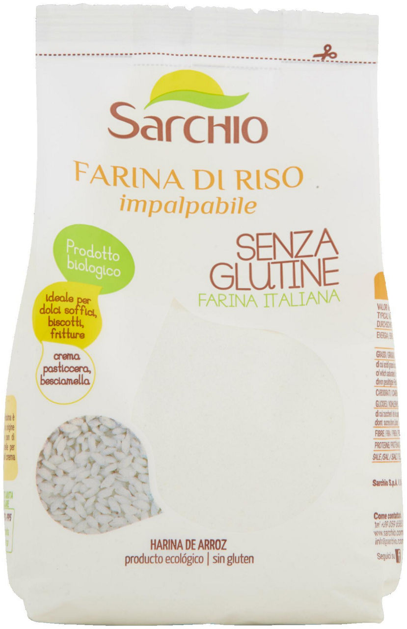 Farina di riso impalpabile senza glutine biologica  sarchio gr.500