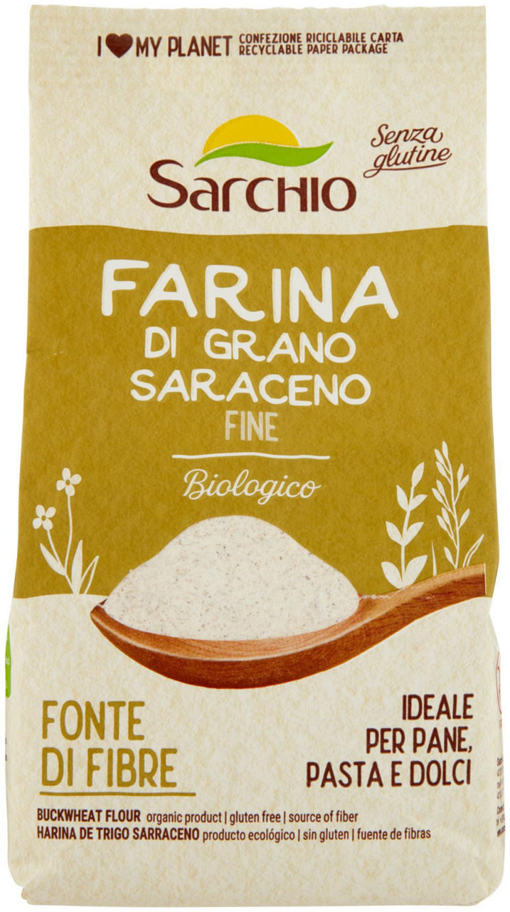 FARINA GRANO SARACENO FINE BIO SENZA GLUTINE SARCHIO SACCHETTO G 500 - Immagine 01