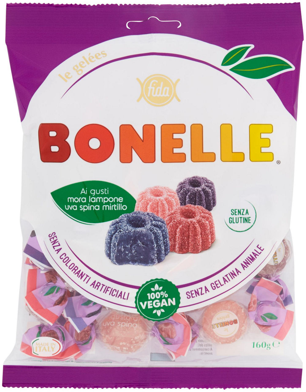 CARAMELLE GELATINE FRUTTI DI BOSCO BONELLE BUSTA GR 160 - Immagine 01