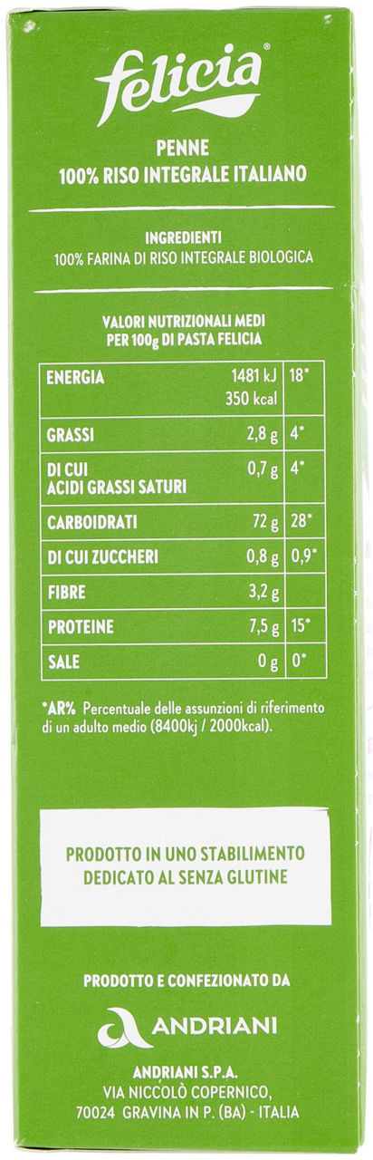 PASTA DI RISO INTEGRALE PENNE RIGATE SENZA GLUTINE BIO FELICIA G 340 - Immagine 31