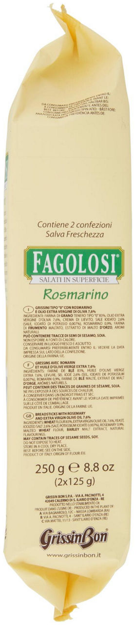 GRISSINI FAGOLOSI ROSMARINO GRISSIN BON INCARTO GR. 250 - 1