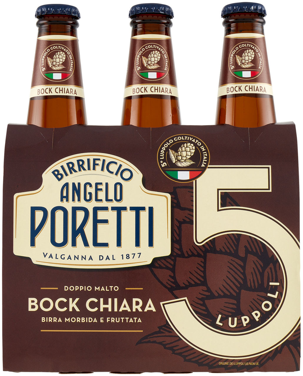 Birra birrificio angelo poretti  5 luppoli bock chiara 6,5 gradi clust ml 330x3