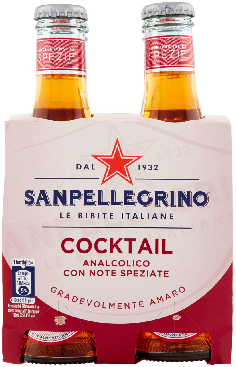 COCKTAIL ANALCOLICO SANPELLEGRINO CLUSTER VETRO ML 200 X 4 - Immagine 01