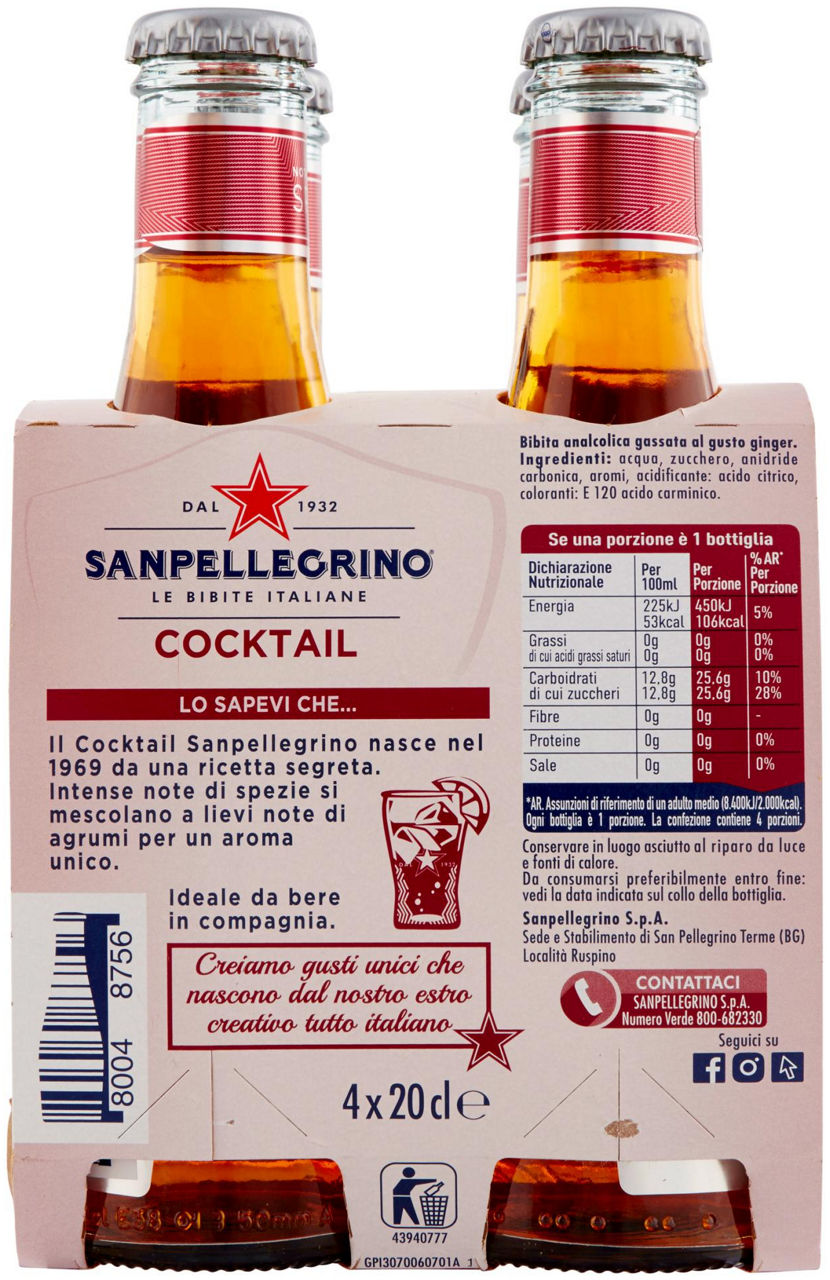 COCKTAIL ANALCOLICO SANPELLEGRINO CLUSTER VETRO ML 200 X 4 - Immagine 21