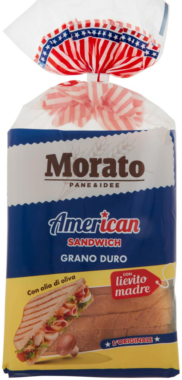 American sandwich pane grano duro solo c/olio oliva morato sacchetto g 550
