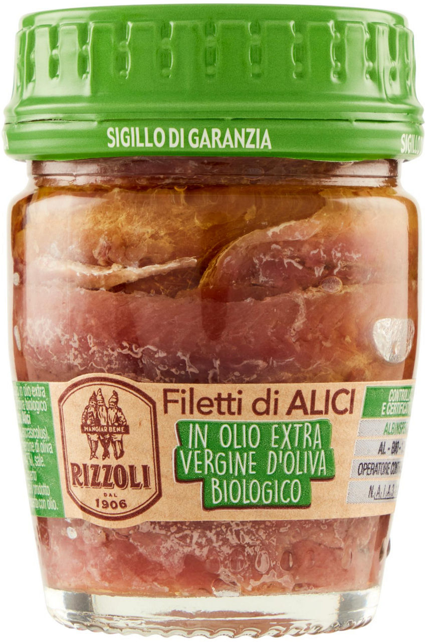 Filetti alici distese olio extravergine bio rizzoli vv gr.58