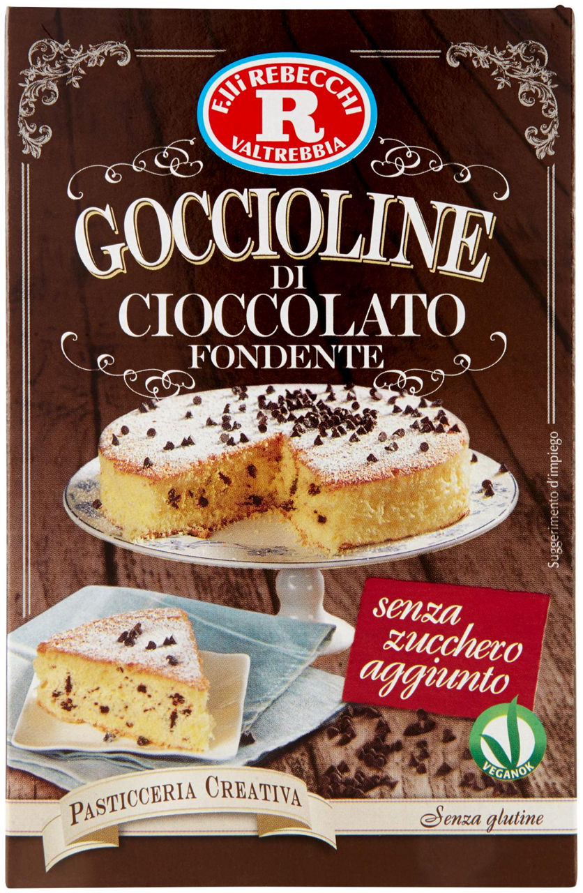 Goccioline di cioccolato senza zucchero rebecchi g 125