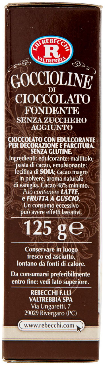 GOCCIOLINE DI CIOCCOLATO SENZA ZUCCHERO REBECCHI G 125 - Immagine 11