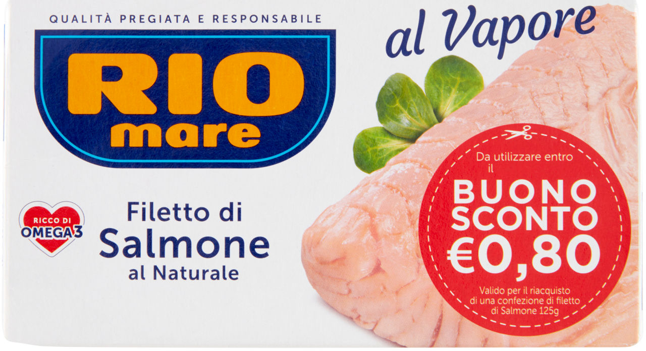 Filetti di salmone cotti al vapore naturali scatola gr.125