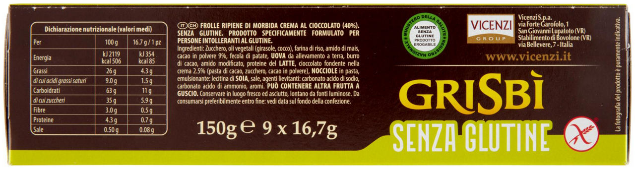 GRISBÌ SENZA GLUTINE CIOCCOLATO SCATOLA 150 g - 5