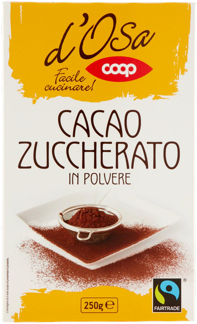 Cacao d'osa coop zuccherato fairtrade in polvere scatola g 250