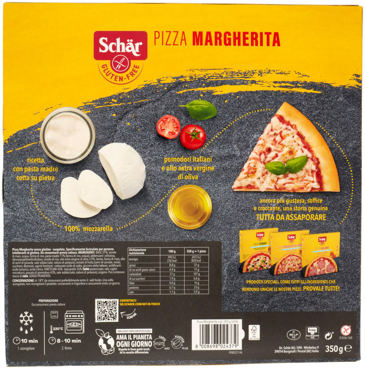 PIZZA MARGHERITA SENZA GLUTINE SCHAR SCATOLA G 350 - 2