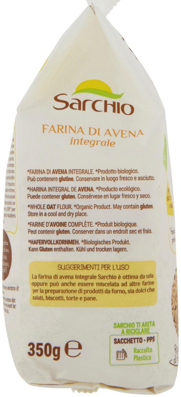 FARINA D'AVENA INTEGRALE BIO SARCHIO SACCHETTO GR. 350 - Immagine 11