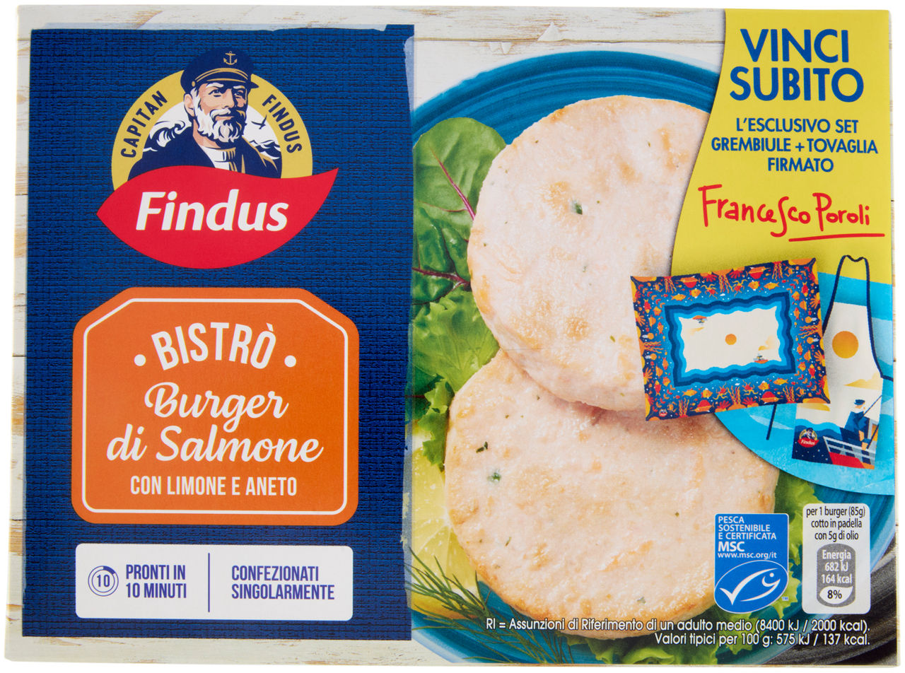 BURGER DI SALMONE CON LIMONE E ANETO MSC CAPITAN FINDUS SCATOLA X2 G 170 - Immagine 11