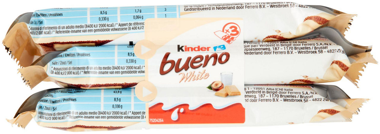 SNACK KINDER BUENO WHITE FERRERO T.3 MULTIPACK GR. 117 - Immagine 41