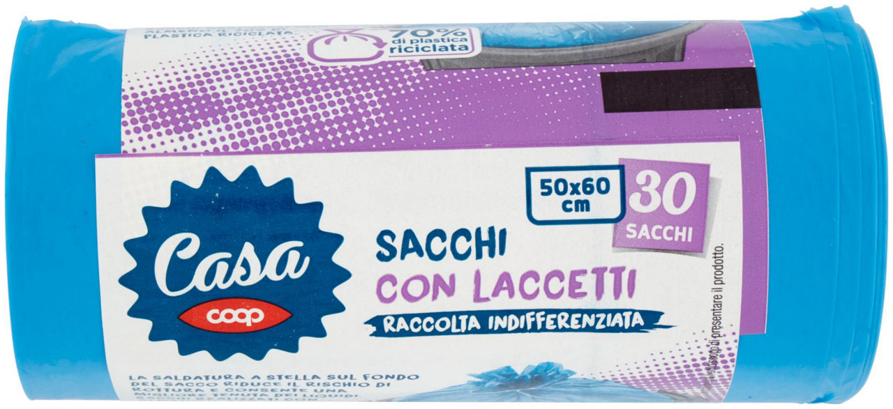SACCHI NETTEZZA AZZURRI COOP CASA 50X60 CON LACCETTI PZ.30 - 5