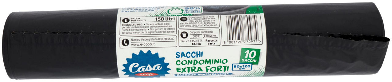 SACCHI NETTEZZA CONDOMINIALI EXTRA FORTI COOP CASA 80X120 LACCETTI PZ.10 - 4