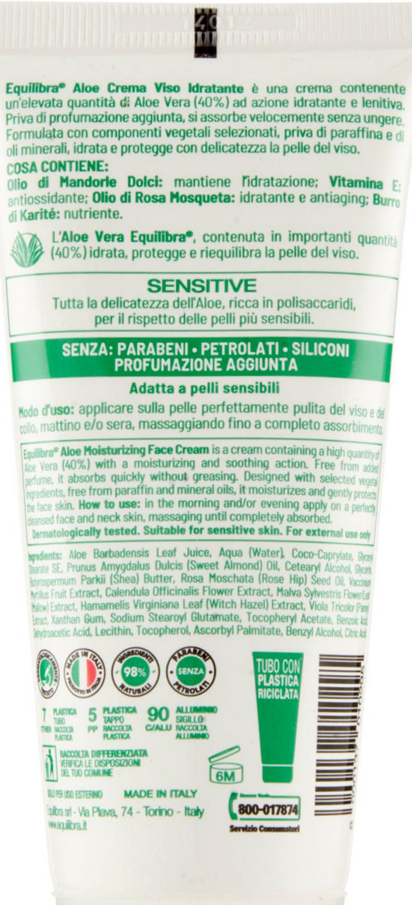 CREMA VISO IDRATANTE ALOE EQUILIBRA ML 75 - Immagine 21