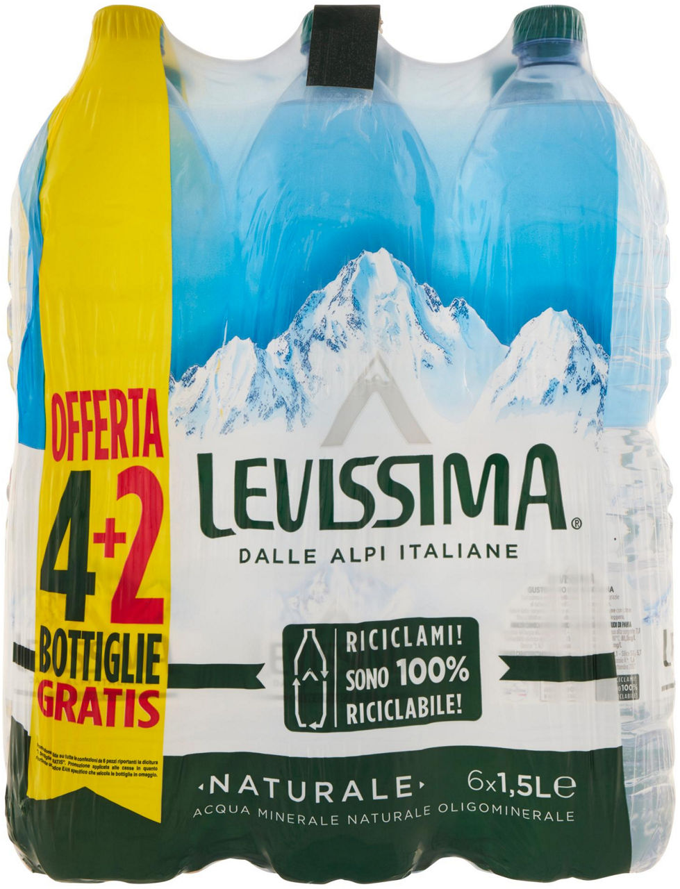 Acqua minerale naturale 1,5 lt x 4 + 2 pz omaggio