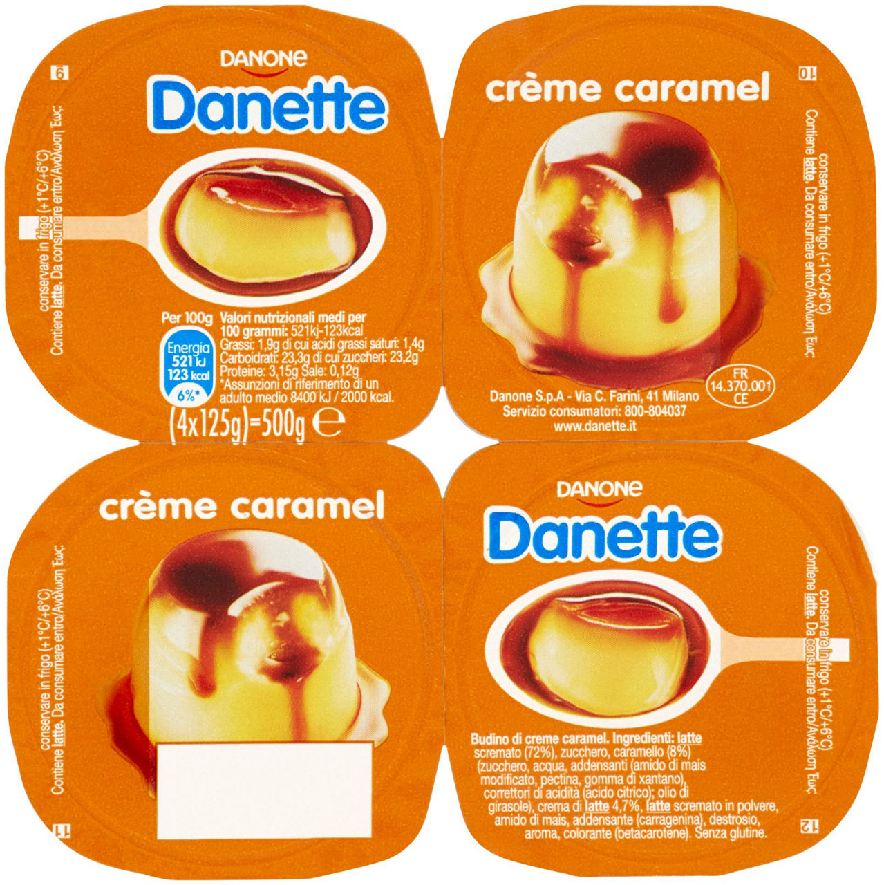 BUDINO DANETTE DANONE CREME CARAMEL 4X125 G - 0