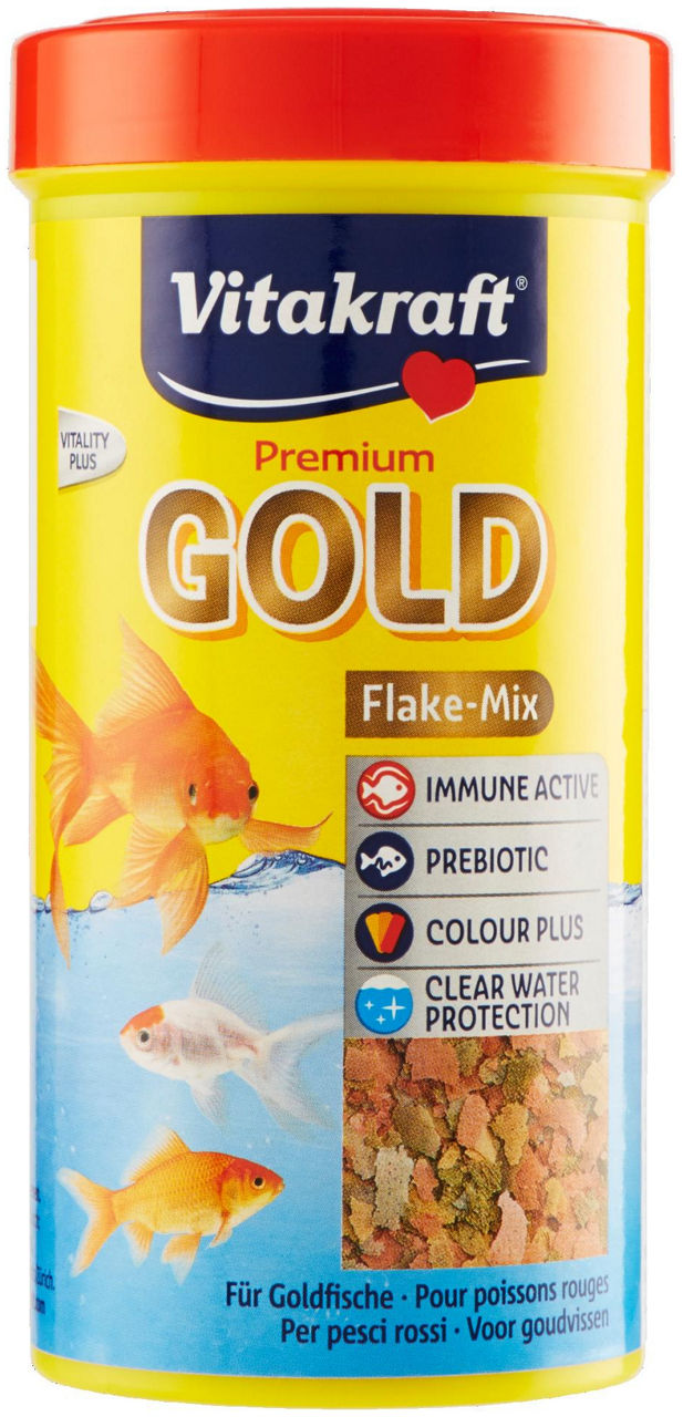Mangime pesci rossi premium gold vitakraft fiocchi c/spirulina barattolo g 40