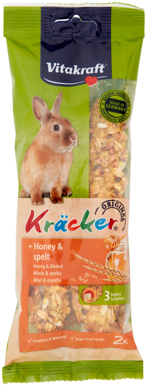 Alimenti roditori kracker per conigli vitakraft al miele x2 busta gr.112