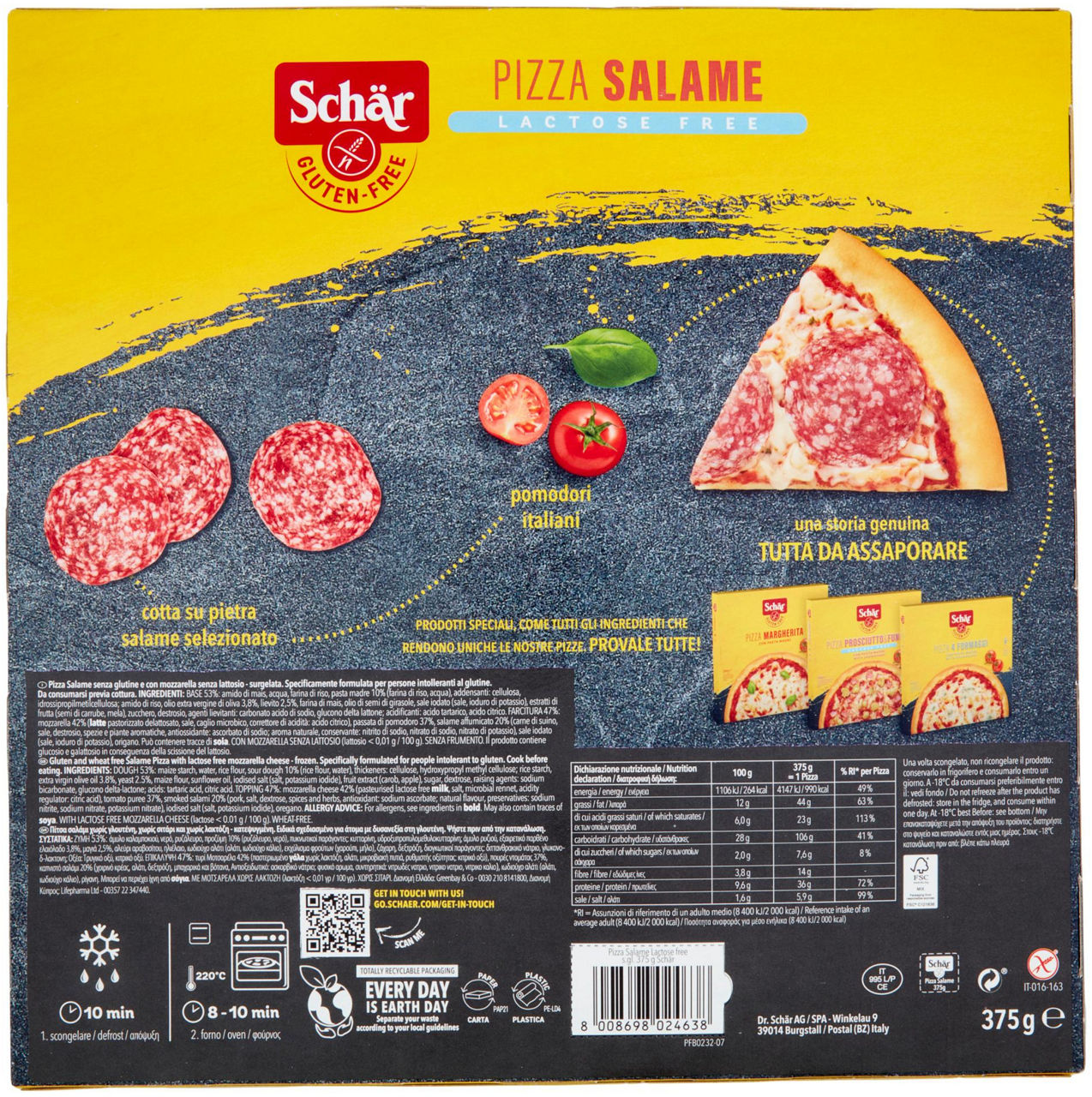 PIZZA SALAME SENZA GLUTINE/SENZA LATTOSIO SCHAR SCATOLA G 375 - 2