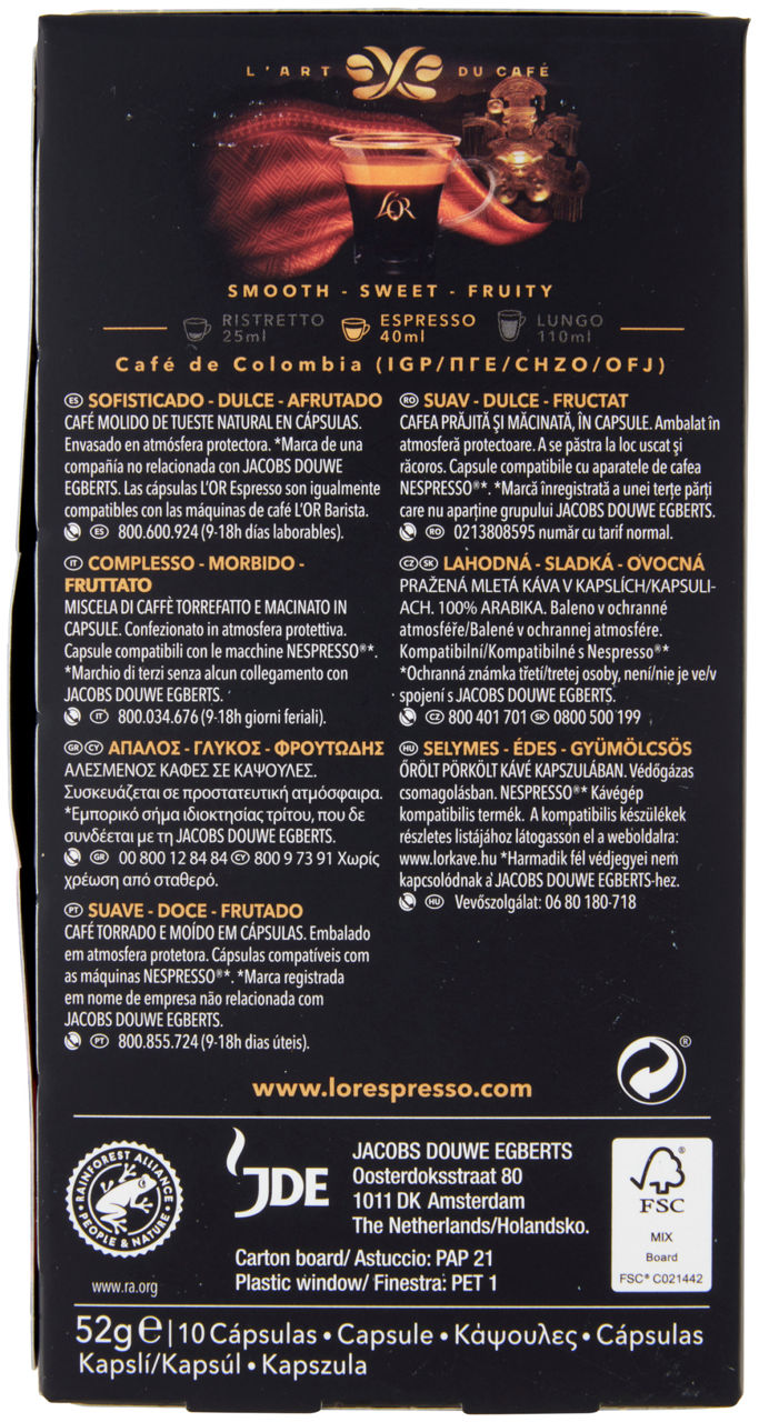 CAFFÈ COLOMBIA JDE L'OR SCATOLA 10CAPS. X G 5,2 - 2