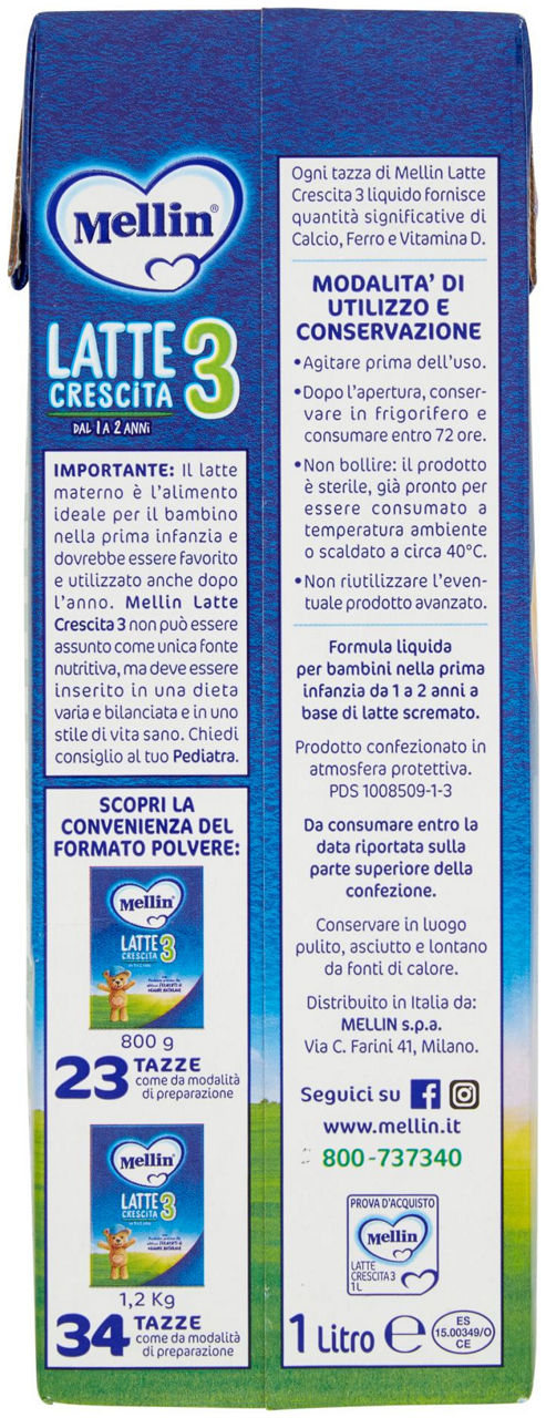 LATTE LIQUIDO CRESCITA 3 BRICK 1000 ML - 2