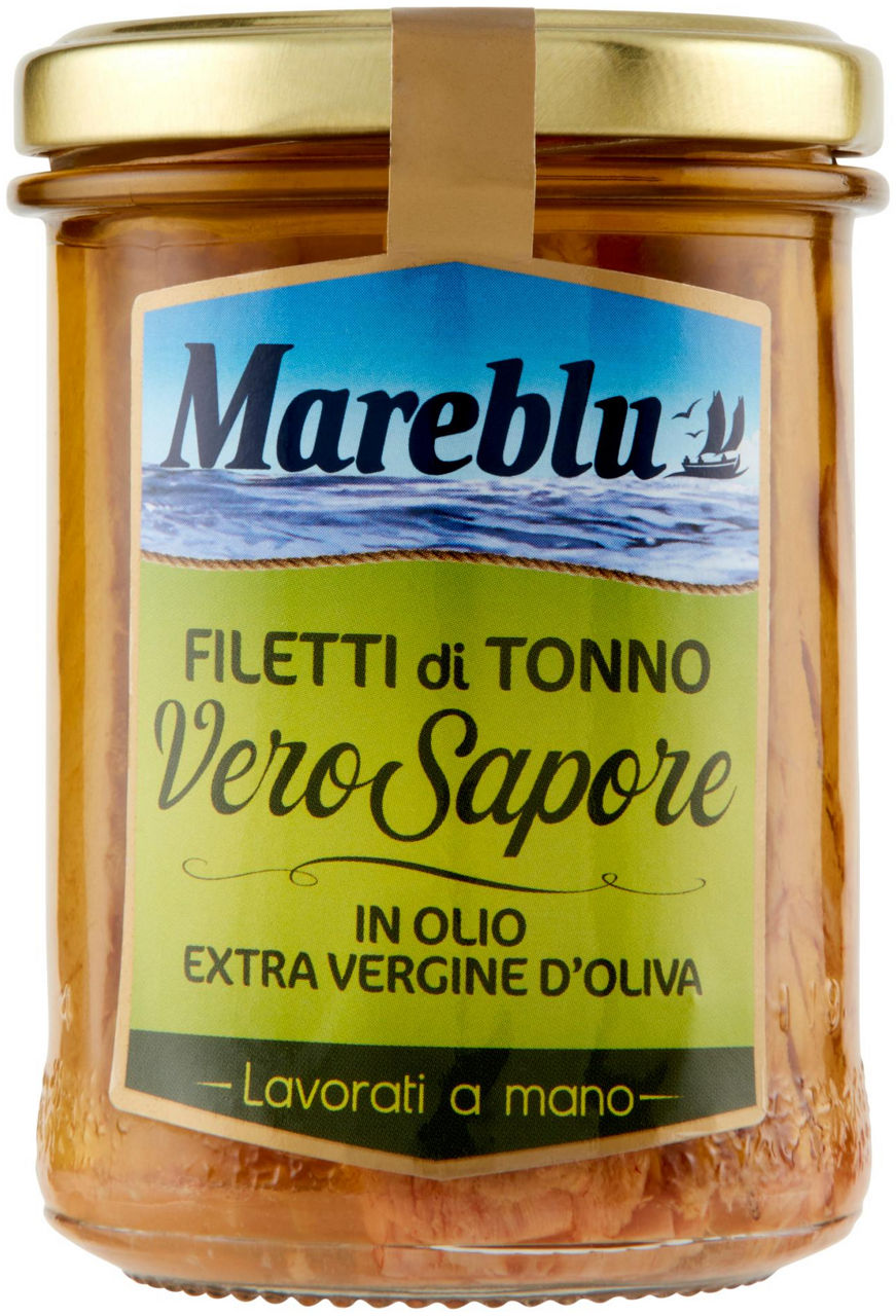 Fieltti tonno mareblu olio extra vergine d'oliva vero sapore vetro gr 180