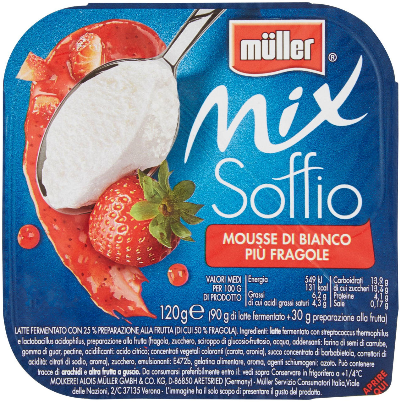 Yogurt mix soffio più fragola muller g 120