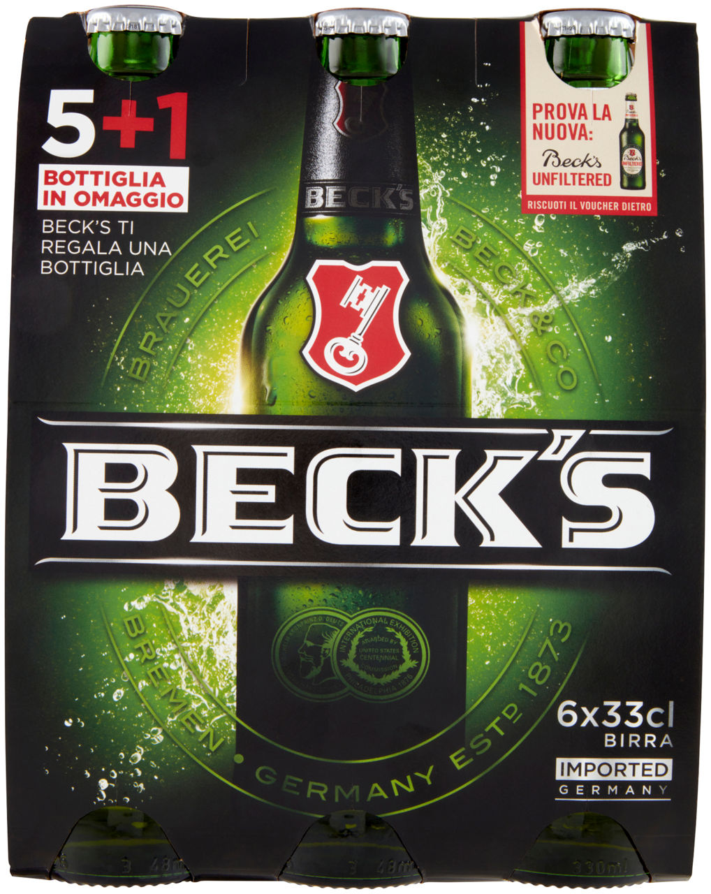 Birra beck's l'originale bottiglia 5+1 33cl