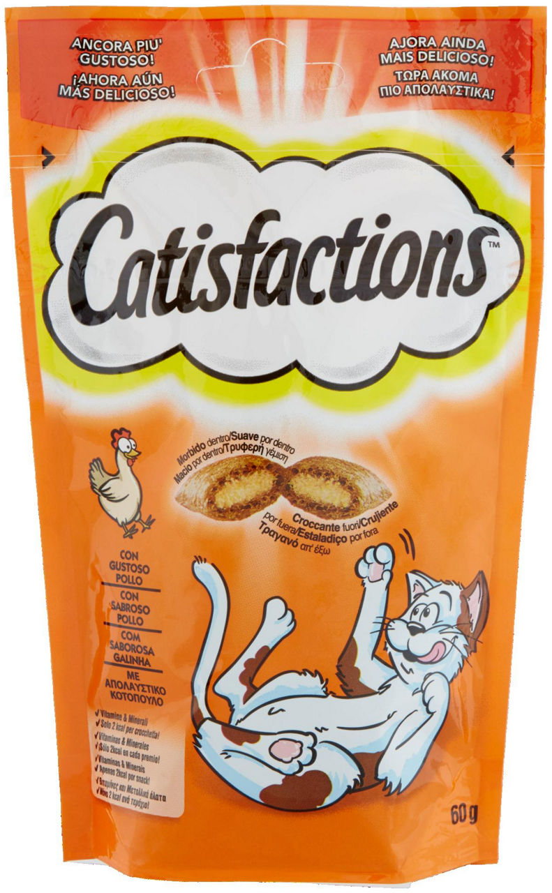 Snack gatto catisfactions pollo sacchetto gr 60