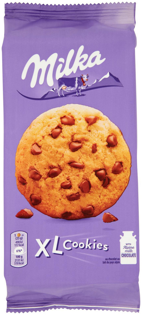 Cookies xl, maxi cookie con cioccolato al latte milka - 184g