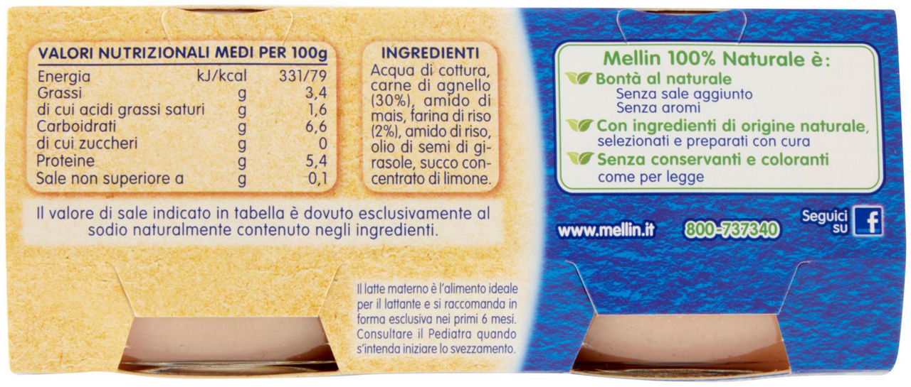 Omogeneizzato Agnello 100% Naturale 2 x 80 g - 2