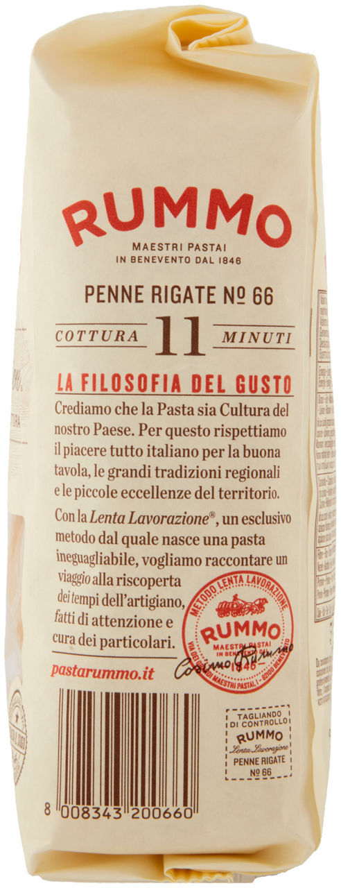 PASTA DI SEMOLA PENNE RIGATE N°66 LENTA LAVORAZIONE RUMMO SACCHETTO G 500 - Immagine 31