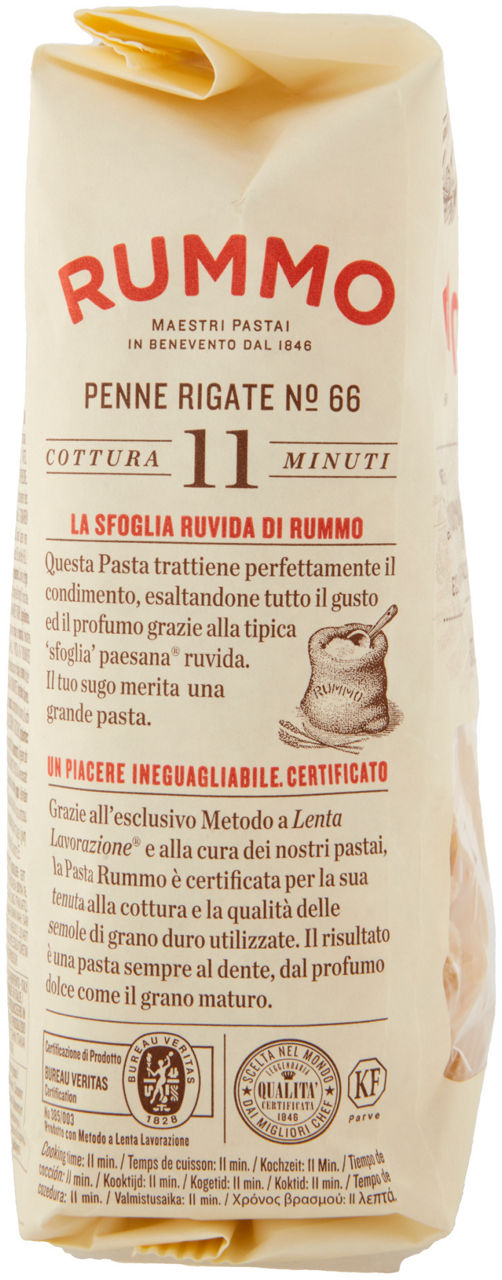 PASTA DI SEMOLA PENNE RIGATE N°66 LENTA LAVORAZIONE RUMMO SACCHETTO G 500 - Immagine 11