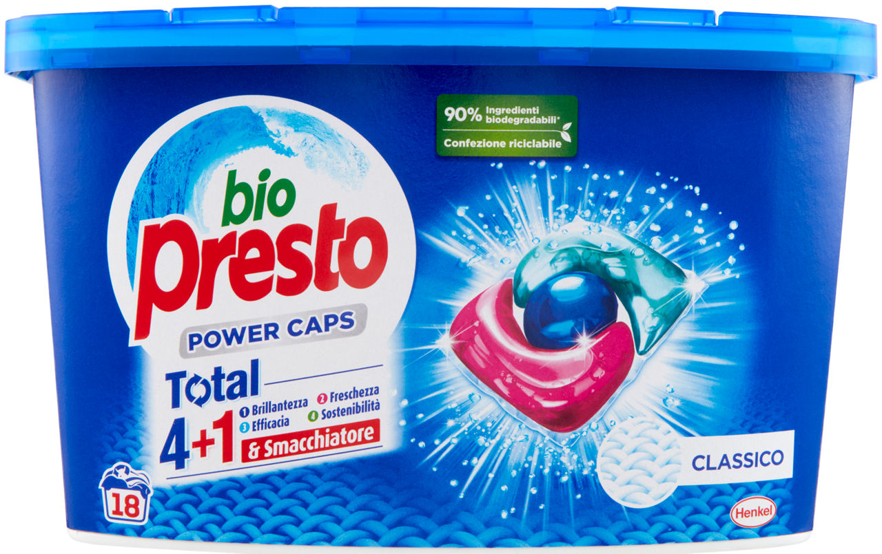 Detersivo lavatrice bio presto power caps classico 18lav kg 0,216