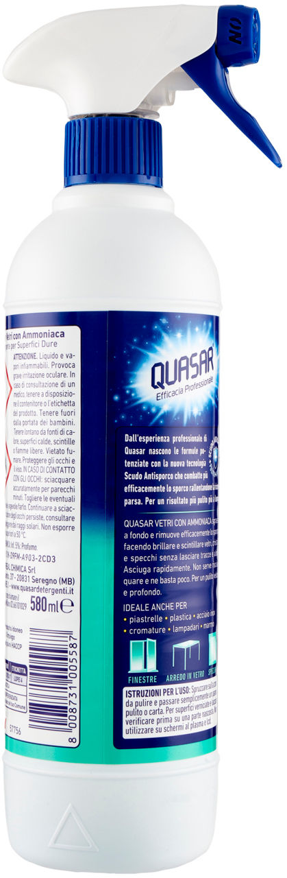 DETERGENTE VETRI QUASAR CON AMMONIACA SPRAY ML.580 - Immagine 21